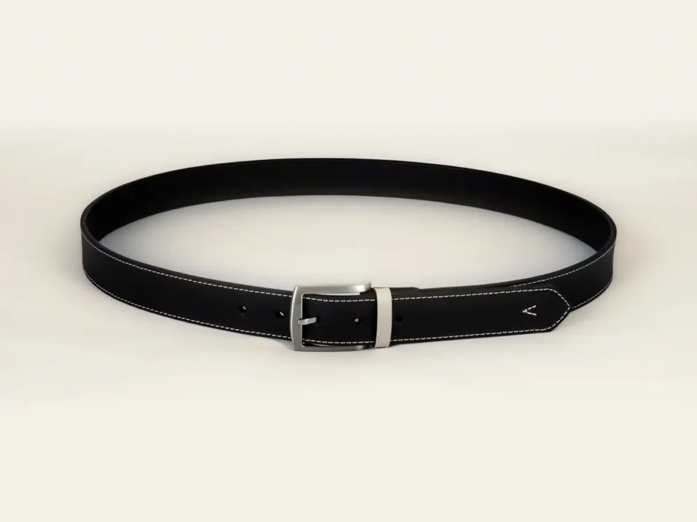 ceinture, ceinture cuir, cuir noir, atypique, cuir de vachette, ceinture en cuir noire, aparté, artisan créateur, coutures blanches