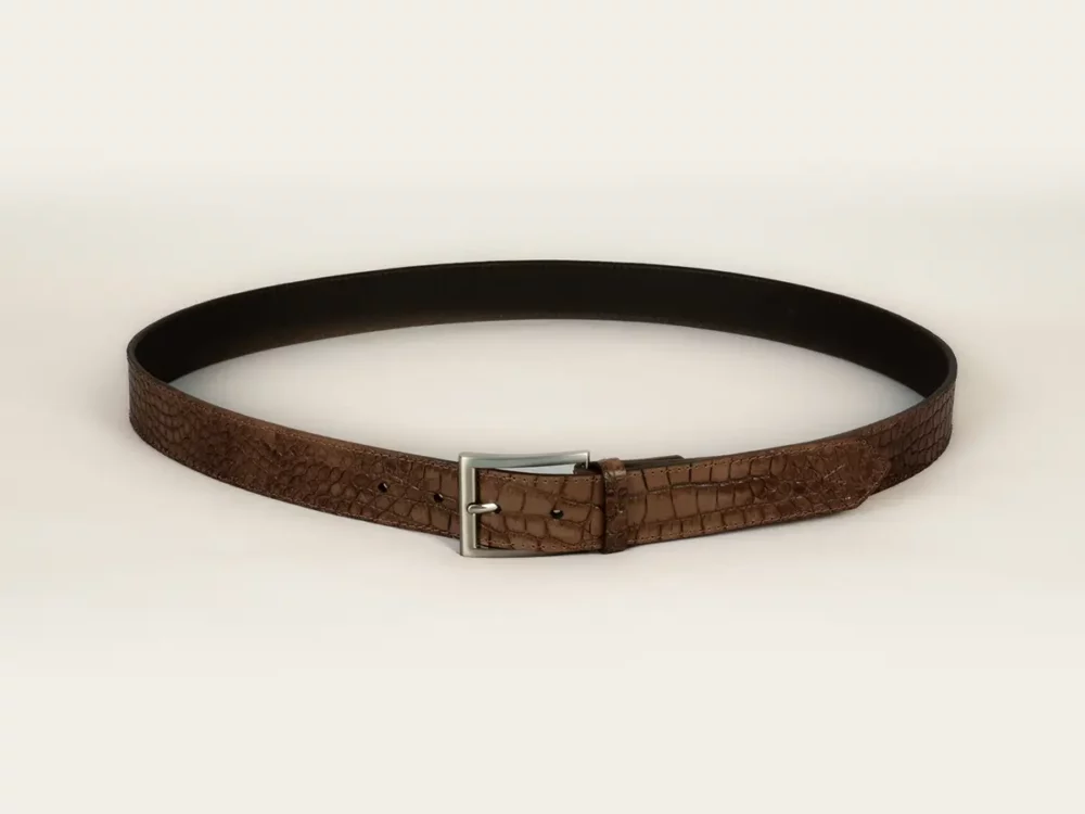 ceinture, ceinture cuir, cuir marron, indomptable, cuir de vachette, ceinture en cuir marron, aparté, artisan créateur, cuir crocodile